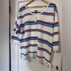 T by Talbots Boat Neck Striped Shirt